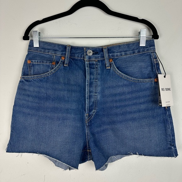 NWT RE/DONE Originals 50's Cutoff Denim Shorts Medium Button fly Rigid Denim 28 - Picture 1 of 10